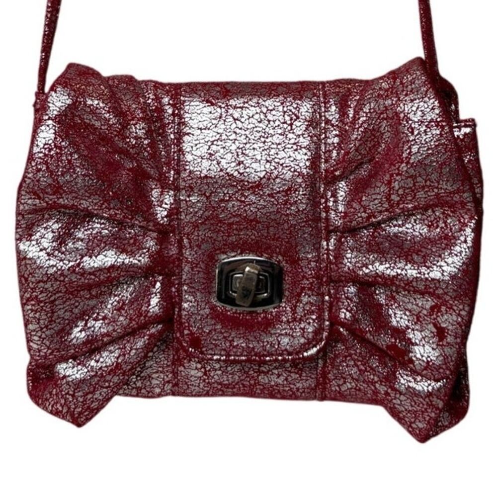 Retro L.A. Express Pink Metallic Silver Ruched Crossbody Bag 7x6 Small Purse